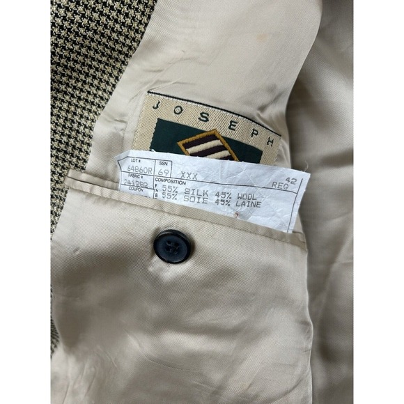 Joseph Abboud Sport Jacket Blazer Mens 42R Wool Silk Houndstooth Gold Black - Picture 13 of 16